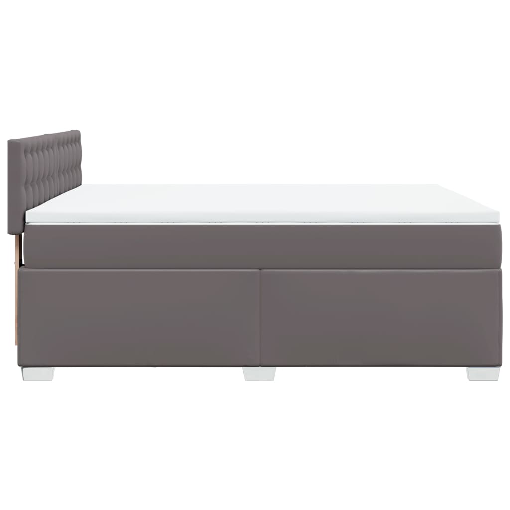 kontinentalseng med madras 140x190 cm kunstlæder grå