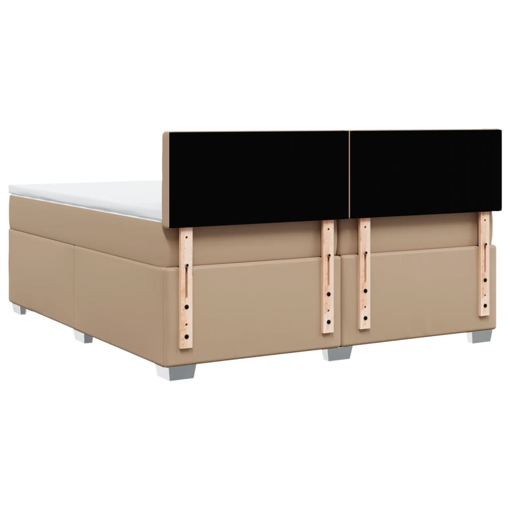 kontinentalseng 200x200 cm kunstlæder cappuccinofarvet