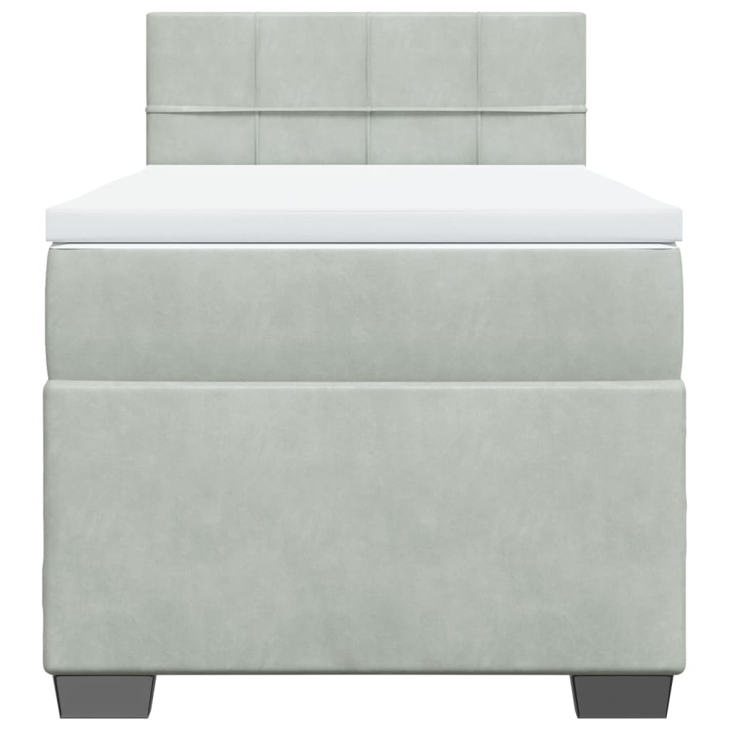 kontinentalseng med madras 80x200 cm fløjl lysegrå