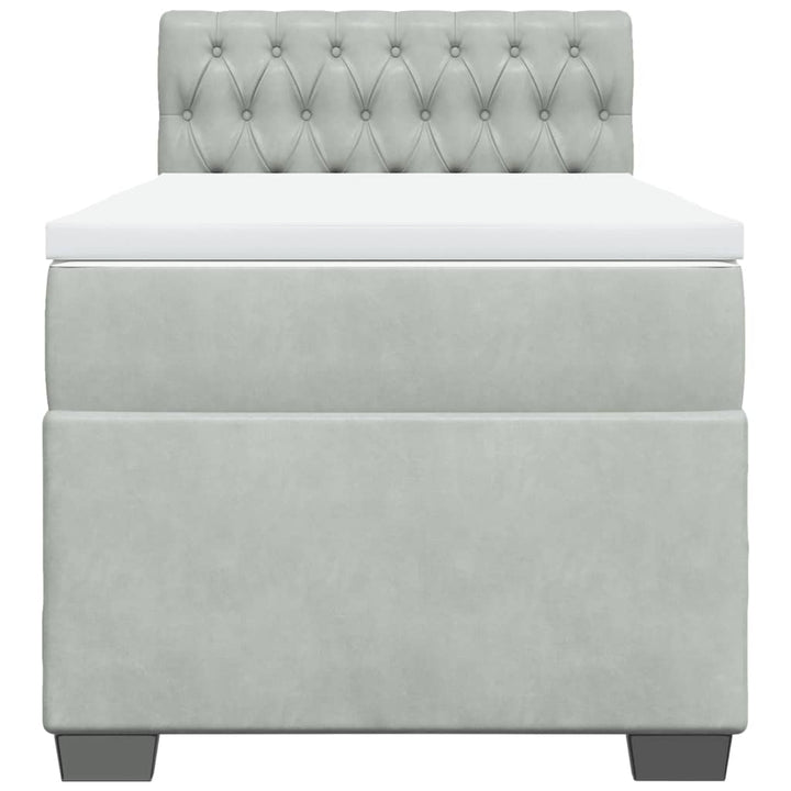 kontinentalseng med madras 80x200 cm fløjl lysegrå