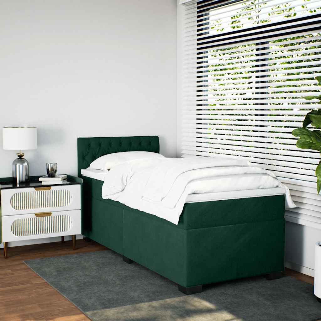 kontinentalseng med madras 80x200 cm fløjl mørkegrøn