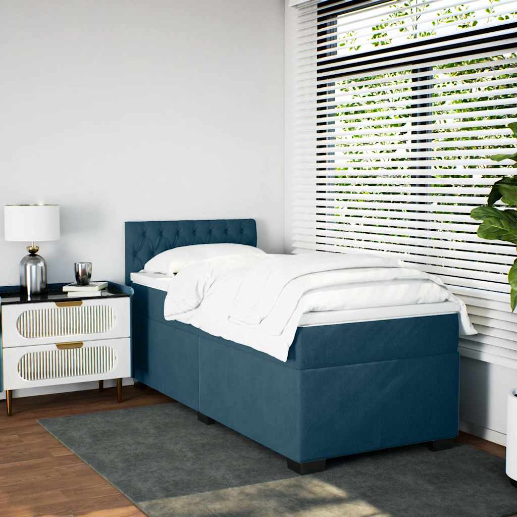 kontinentalseng med madras 80x200 cm fløjl mørkeblå