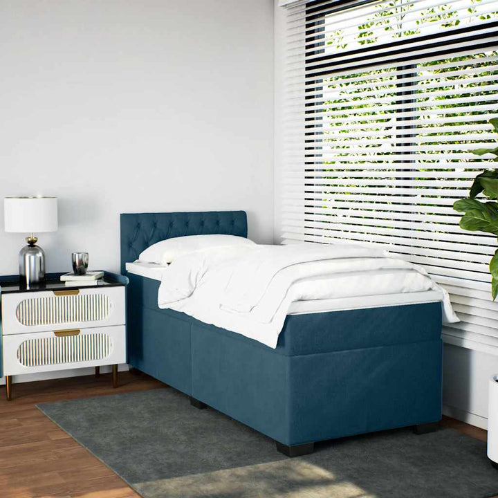 kontinentalseng med madras 80x200 cm fløjl mørkeblå