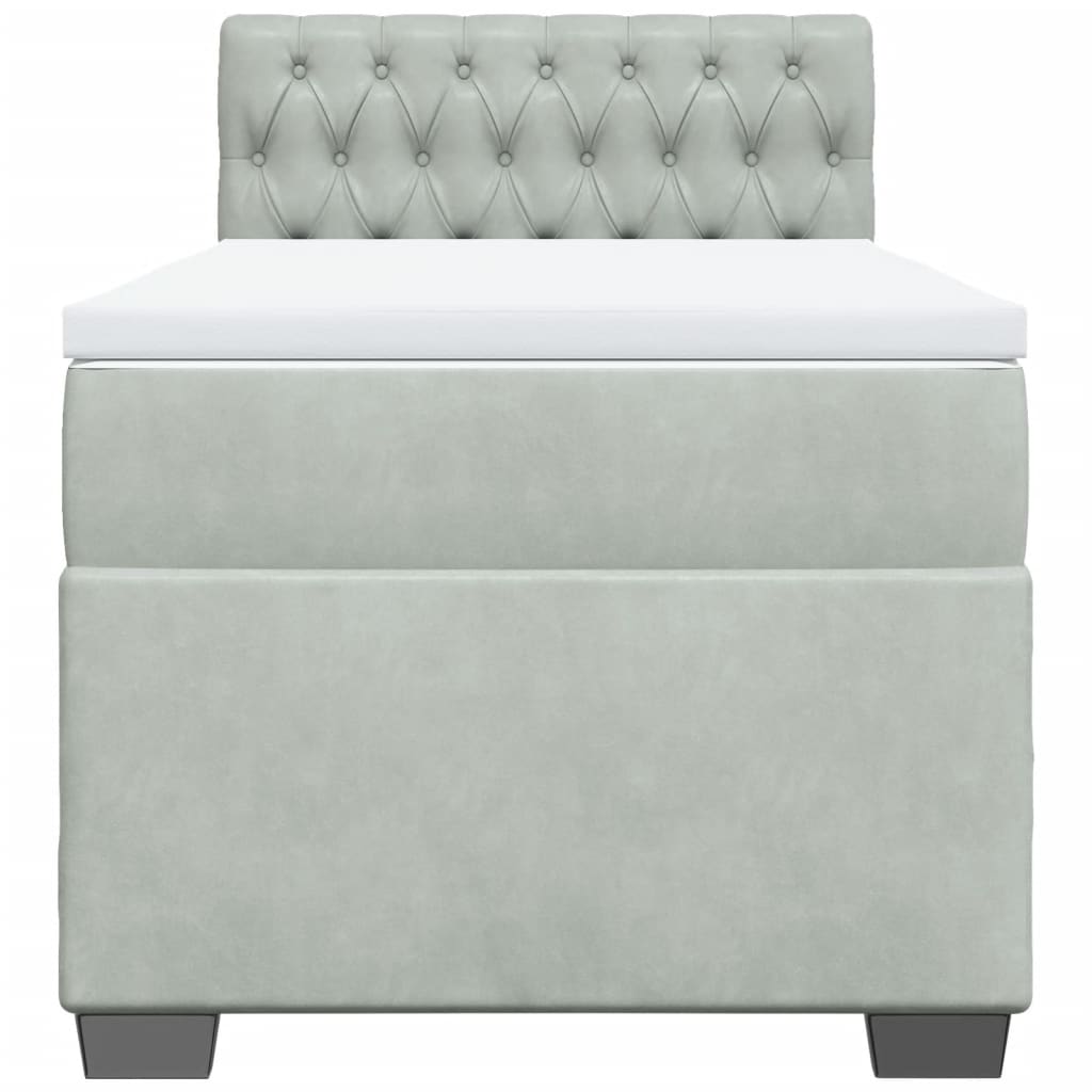 kontinentalseng med madras 90x190 cm fløjl lysegrå