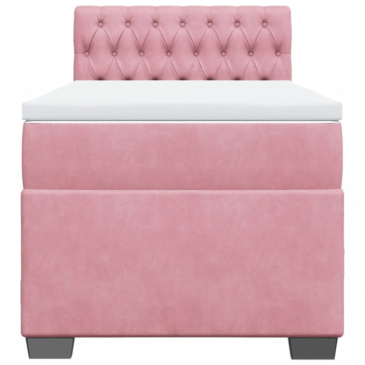 kontinentalseng med madras 90x190 cm fløjl pink