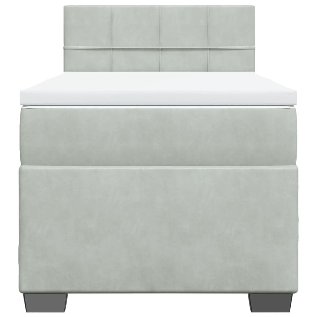 kontinentalseng med madras 90x190 cm fløjl lysegrå