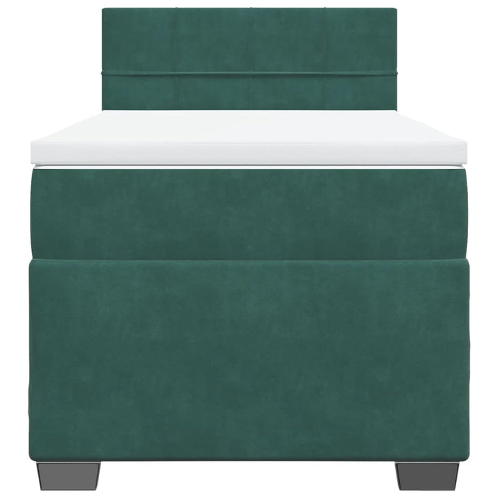 kontinentalseng med madras 90x190 cm fløjl mørkegrøn