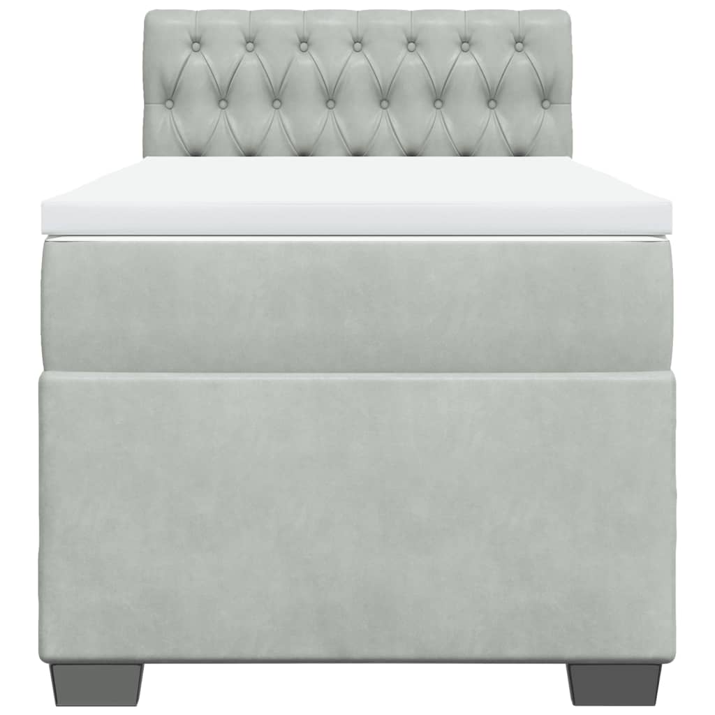 kontinentalseng med madras 90x200cm fløjl lysegrå