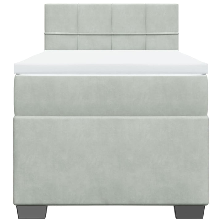 kontinentalseng med madras 90x200cm fløjl lysegrå