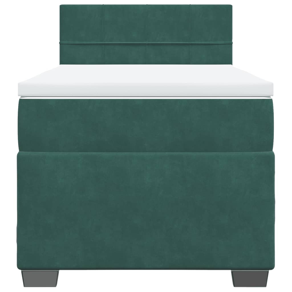 kontinentalseng med madras 90x200 cm fløjl mørkegrøn