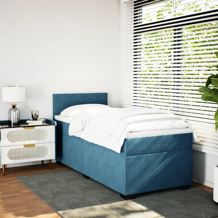 kontinentalseng med madras 100x200 cm fløjl mørkeblå