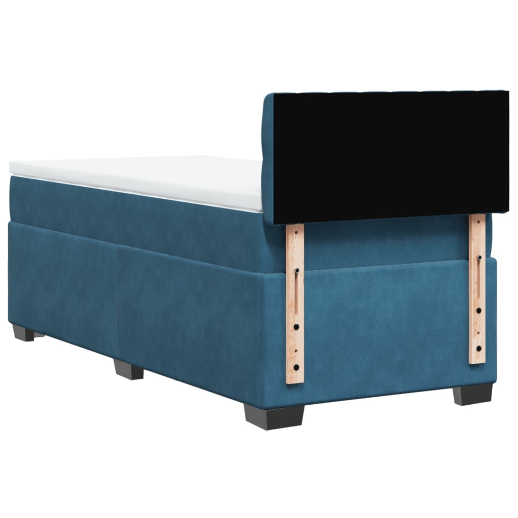 kontinentalseng med madras 100x200 cm fløjl mørkeblå