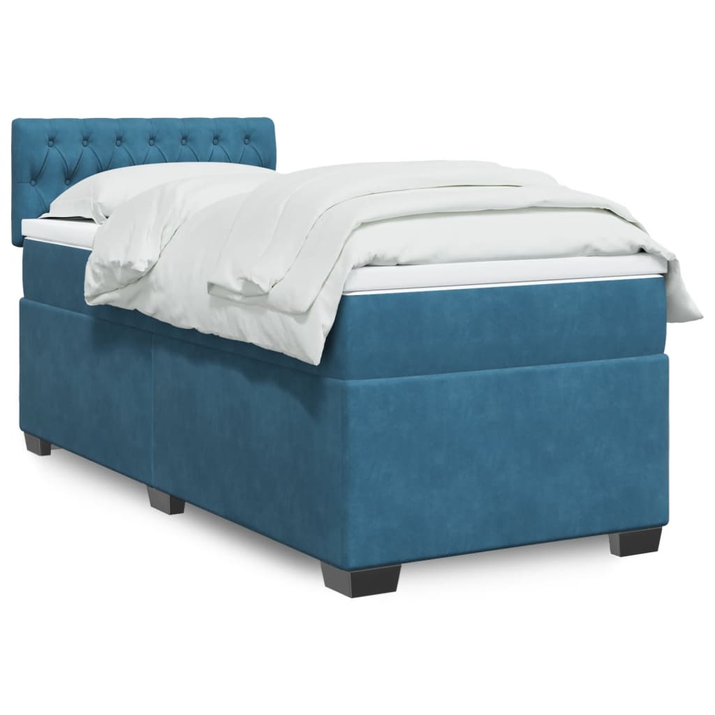 kontinentalseng med madras 100x200 cm fløjl mørkeblå