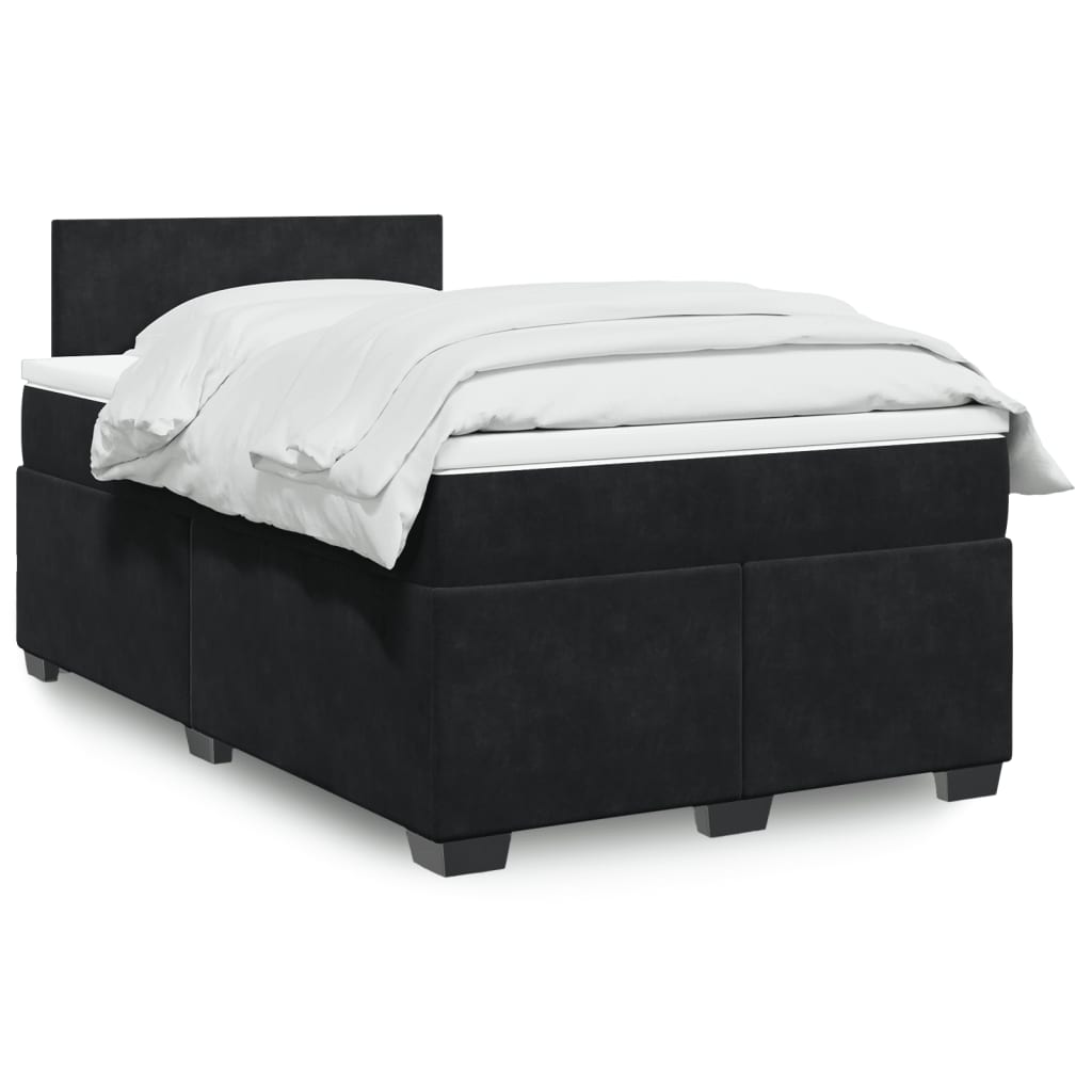 kontinentalseng med madras 120x190 cm velour sort