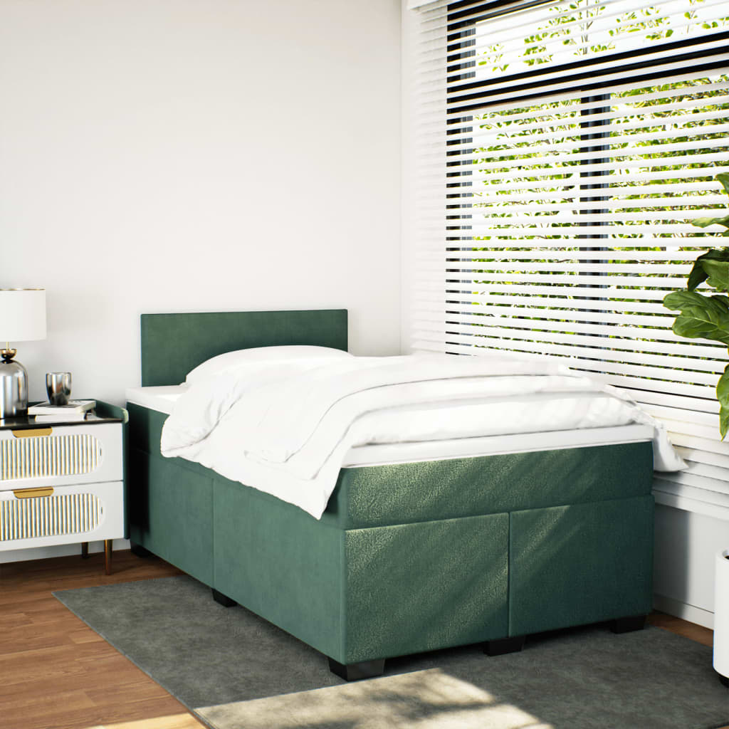 kontinentalseng med madras 120x190 cm velour mørkegrøn
