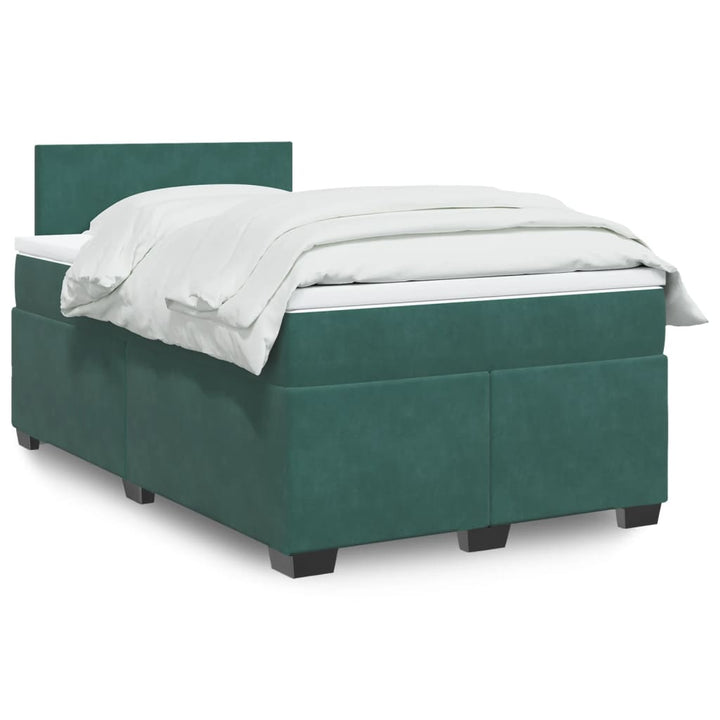 kontinentalseng med madras 120x190 cm velour mørkegrøn