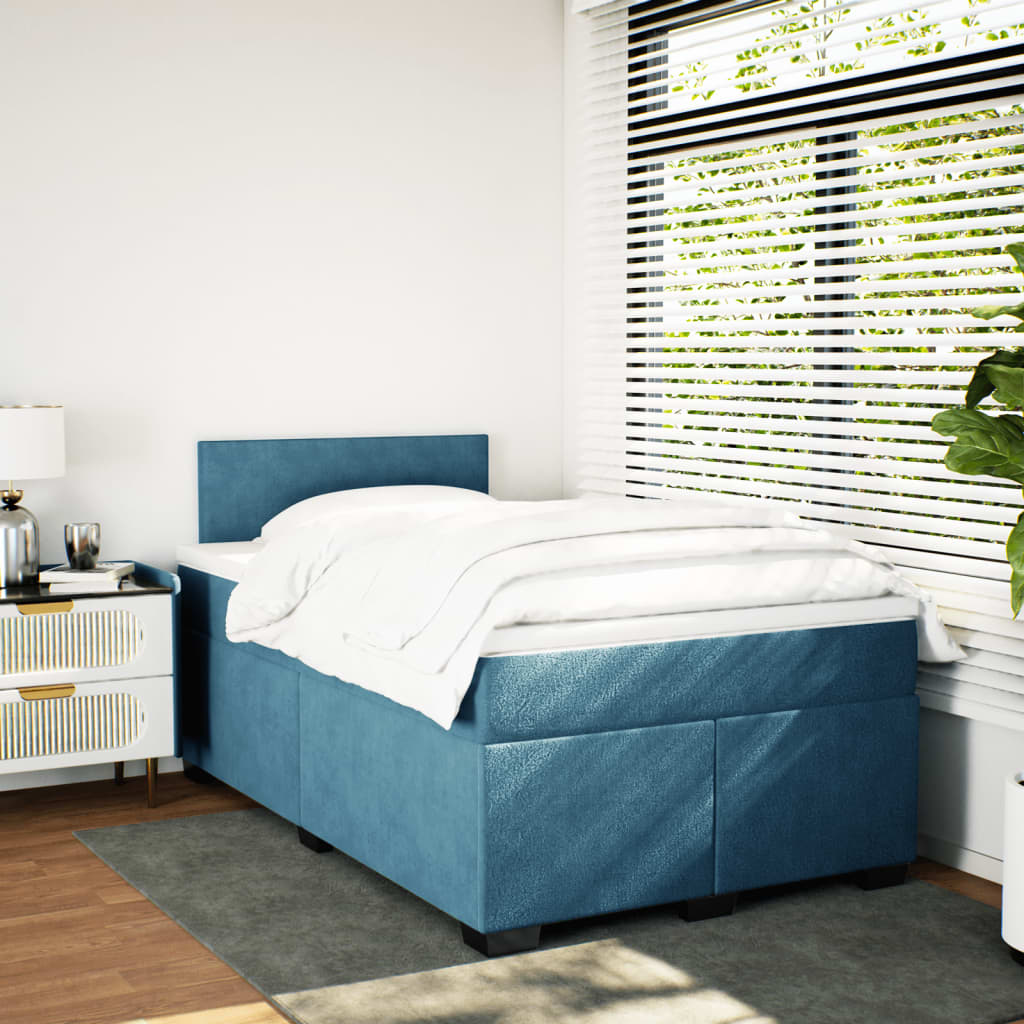 kontinentalseng med madras 120x190 cm velour mørkeblå