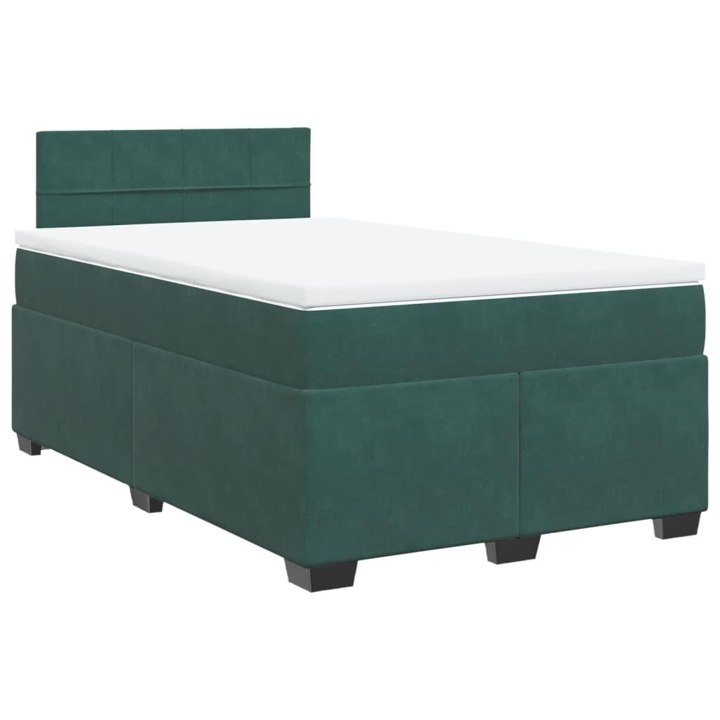 kontinentalseng med madras 120x190 cm velour mørkegrøn
