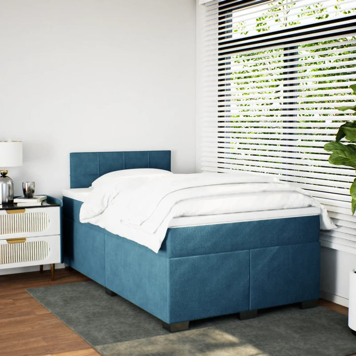 kontinentalseng med madras 120x190 cm velour mørkeblå