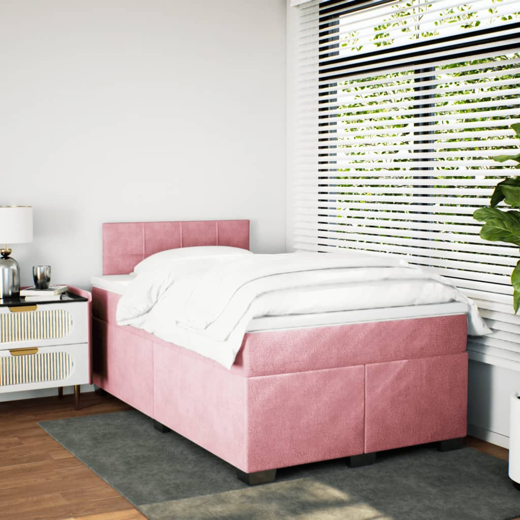 kontinentalseng med madras 120x190 cm velour lyserød