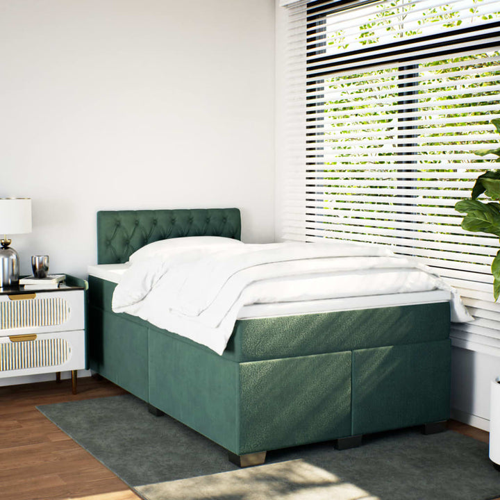 kontinentalseng med madras 120x190 cm velour mørkegrøn