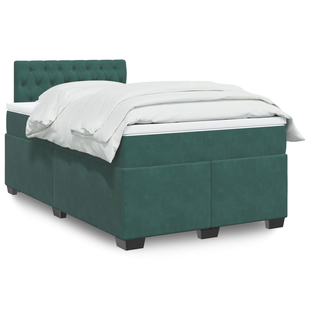 kontinentalseng med madras 120x190 cm velour mørkegrøn