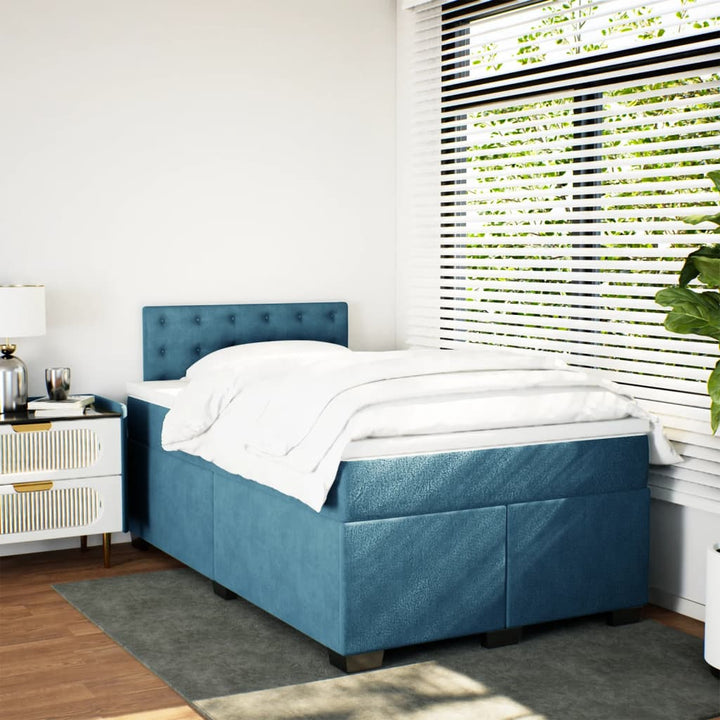kontinentalseng med madras 120x190 cm velour mørkeblå