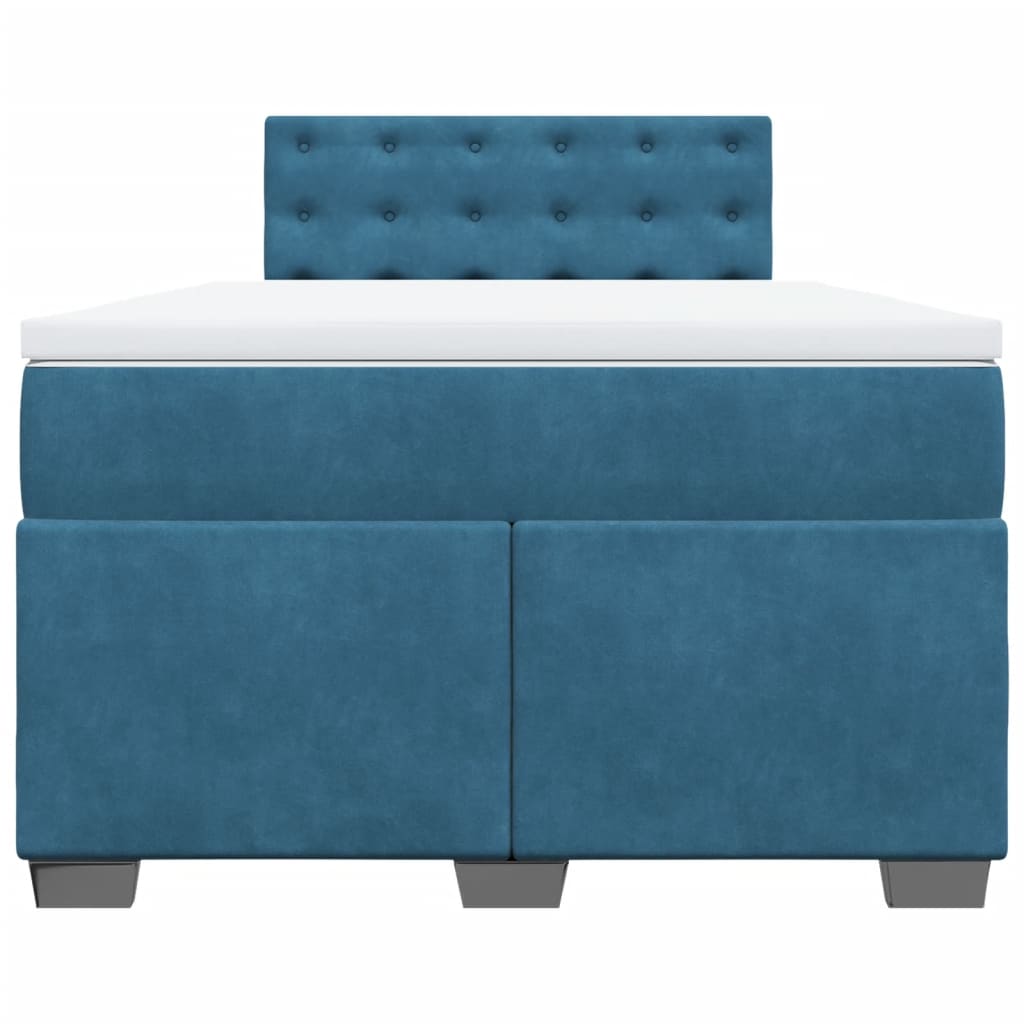 kontinentalseng med madras 120x190 cm velour mørkeblå