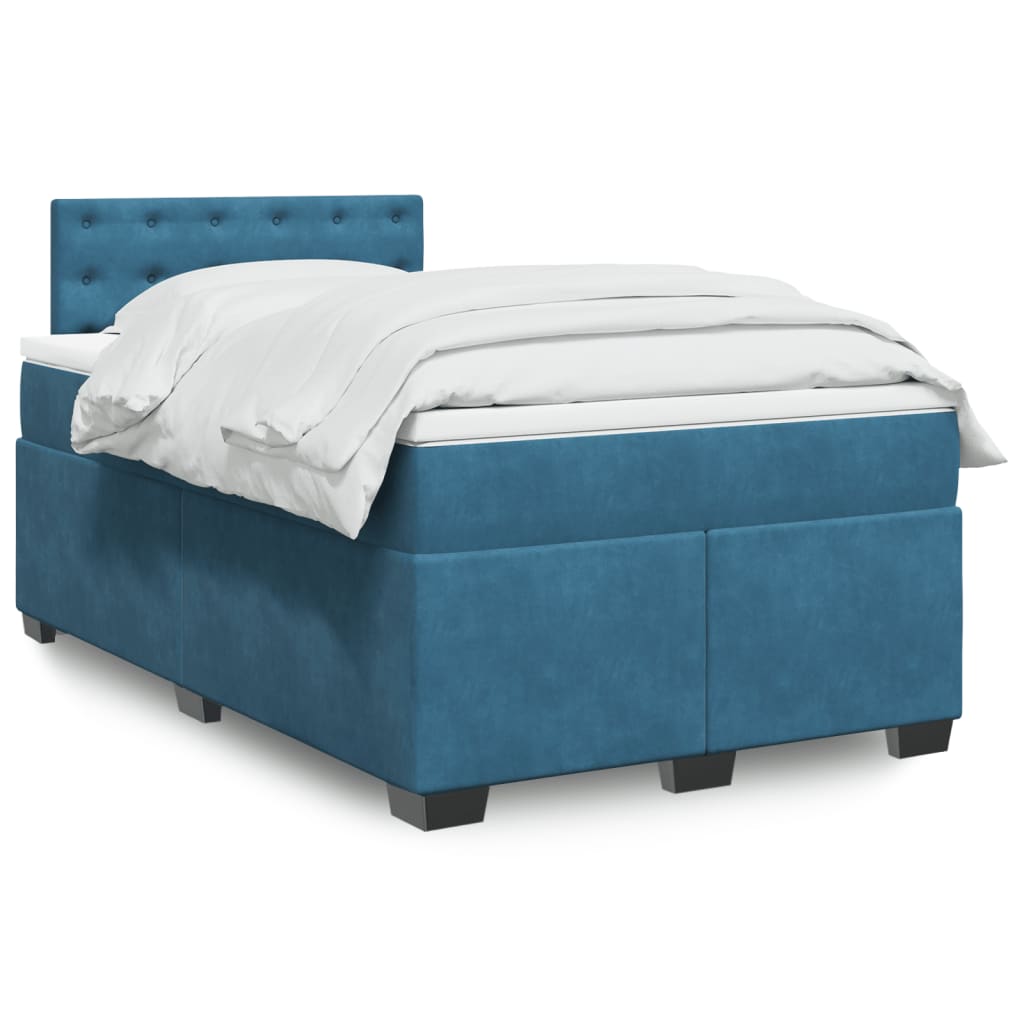 kontinentalseng med madras 120x190 cm velour mørkeblå