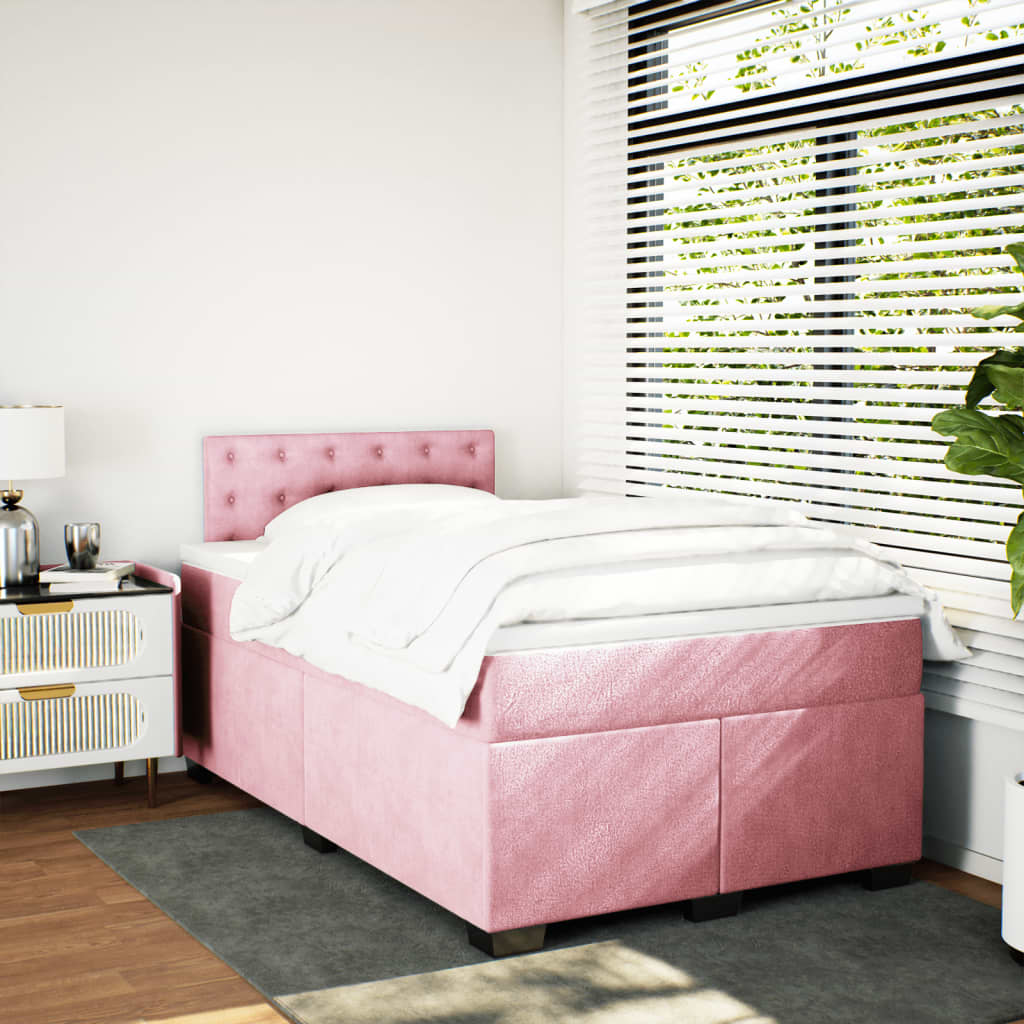 kontinentalseng med madras 120x190 cm velour lyserød