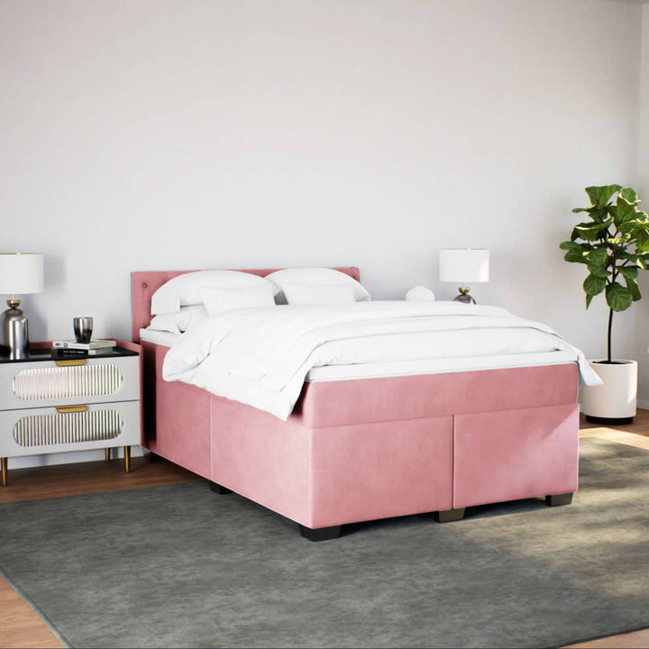 kontinentalseng med madras 140x200 cm fløjl mørk pink