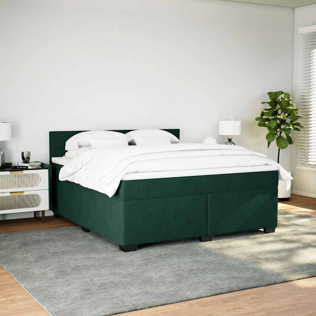 kontinentalseng med madras 180x200 cm fløjl mørkegrøn