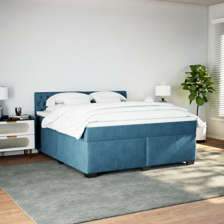 kontinentalseng med madras 180x200 cm fløjl blå