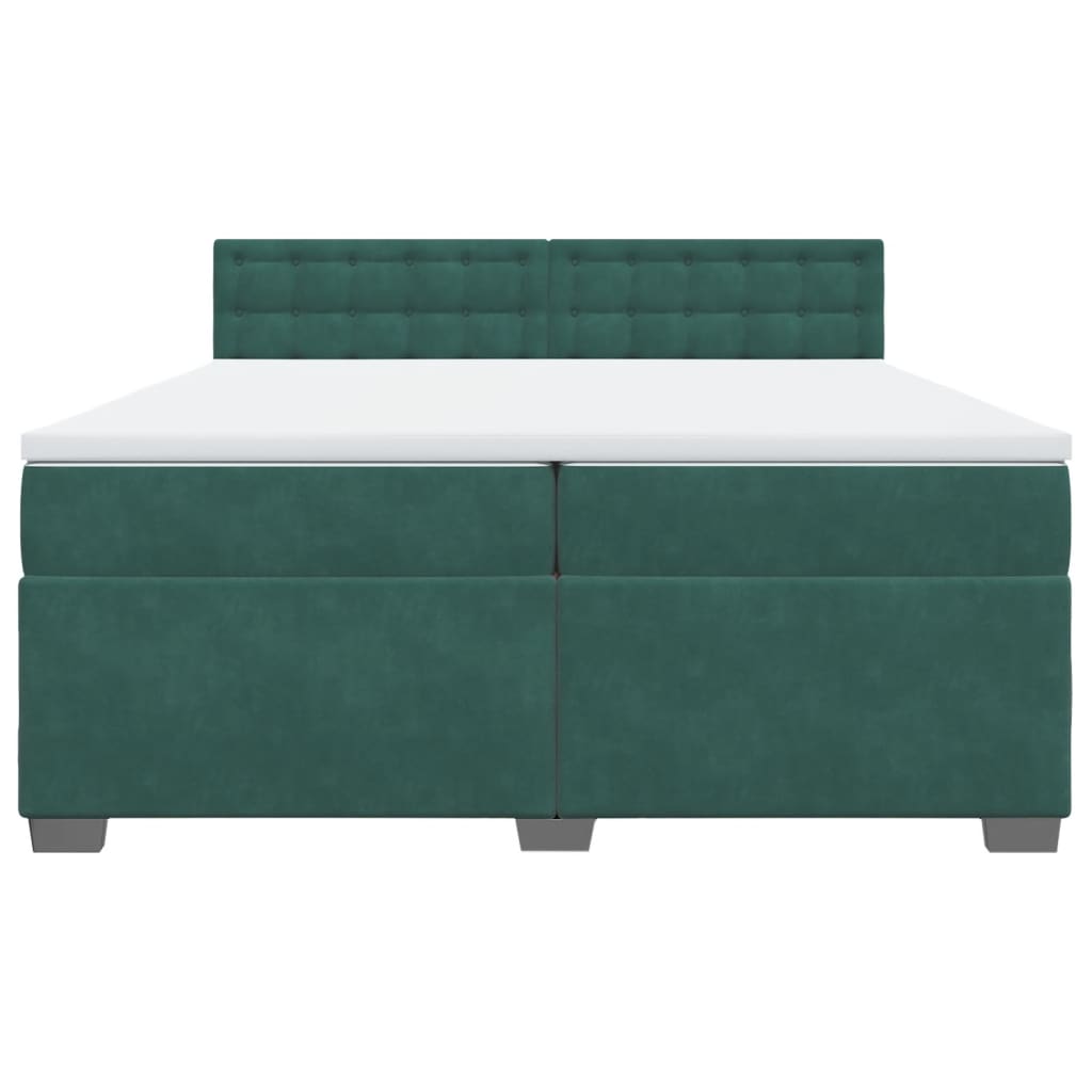 kontinentalseng med madras 200x200 cm fløjl mørkegrøn