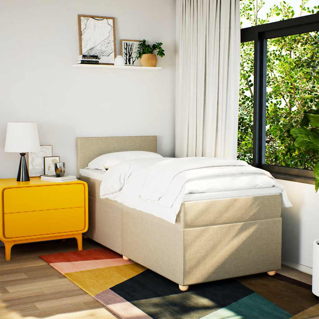 kontinentalseng med madras 80x200 cm stof cremefarvet