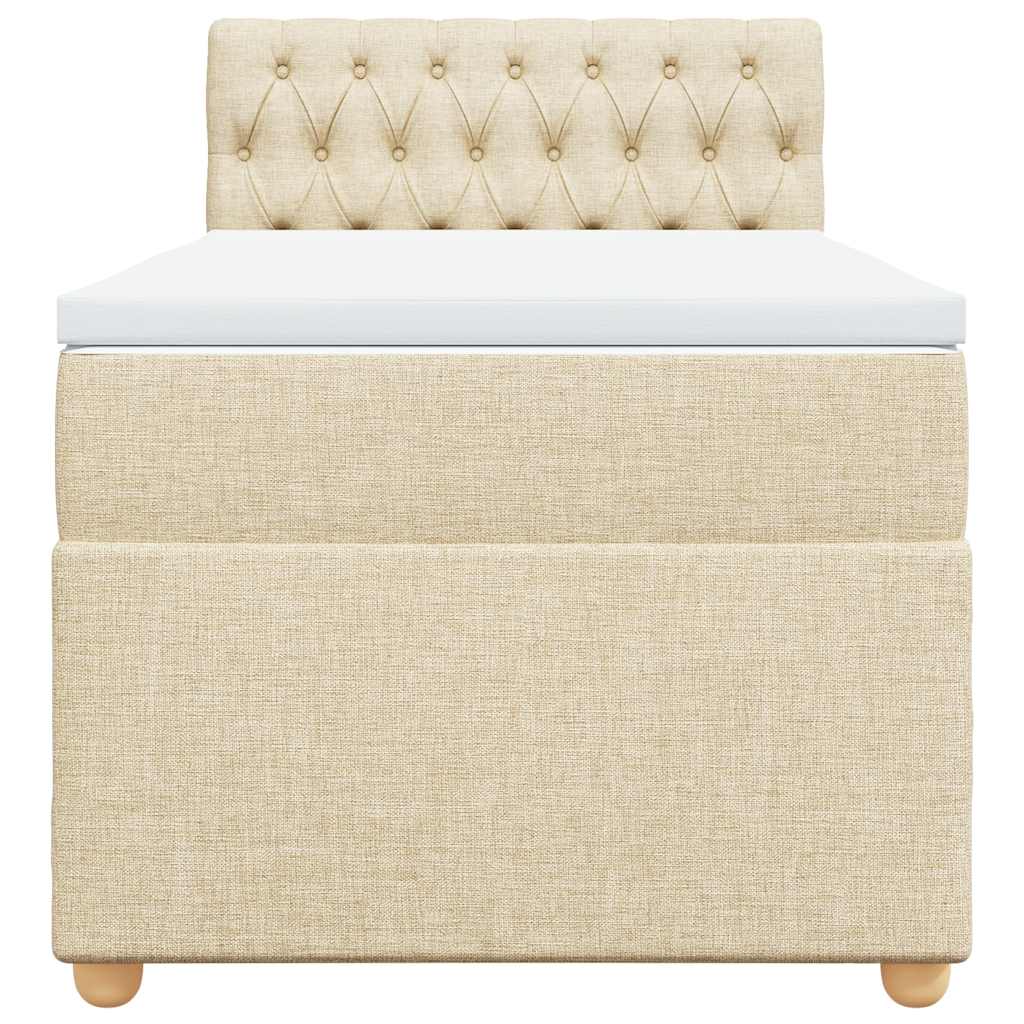 kontinentalseng med madras 80x200 cm stof cremefarvet