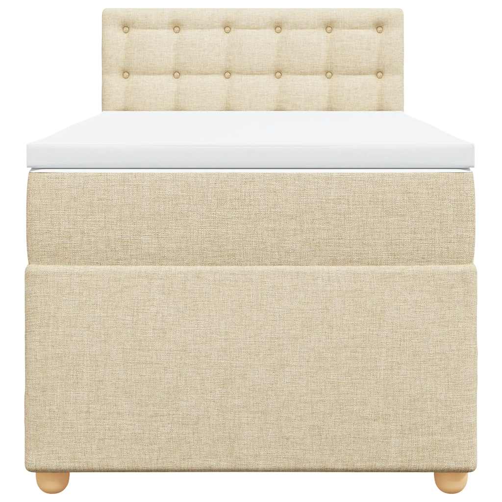 kontinentalseng med madras 80x200 cm stof cremefarvet