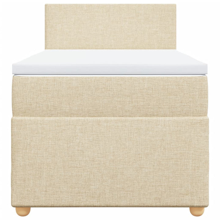 kontinentalseng med madras 90x190 cm stof cremefarvet