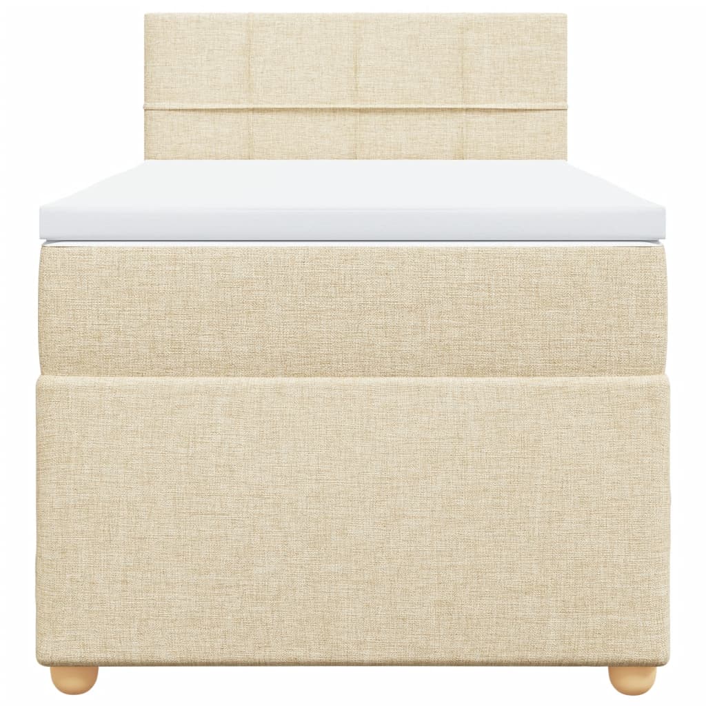 kontinentalseng med madras 90x190 cm stof cremefarvet