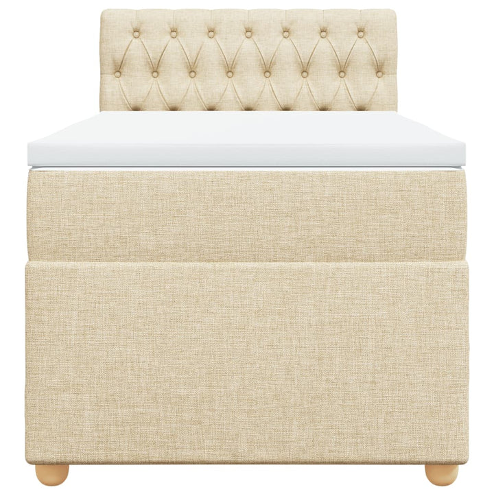 kontinentalseng med madras 90x190 cm stof cremefarvet