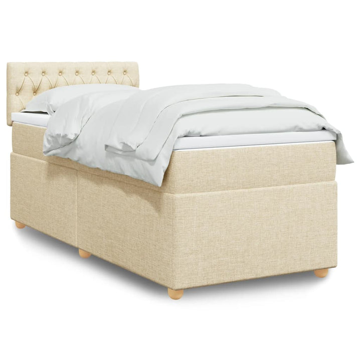 kontinentalseng med madras 90x190 cm stof cremefarvet