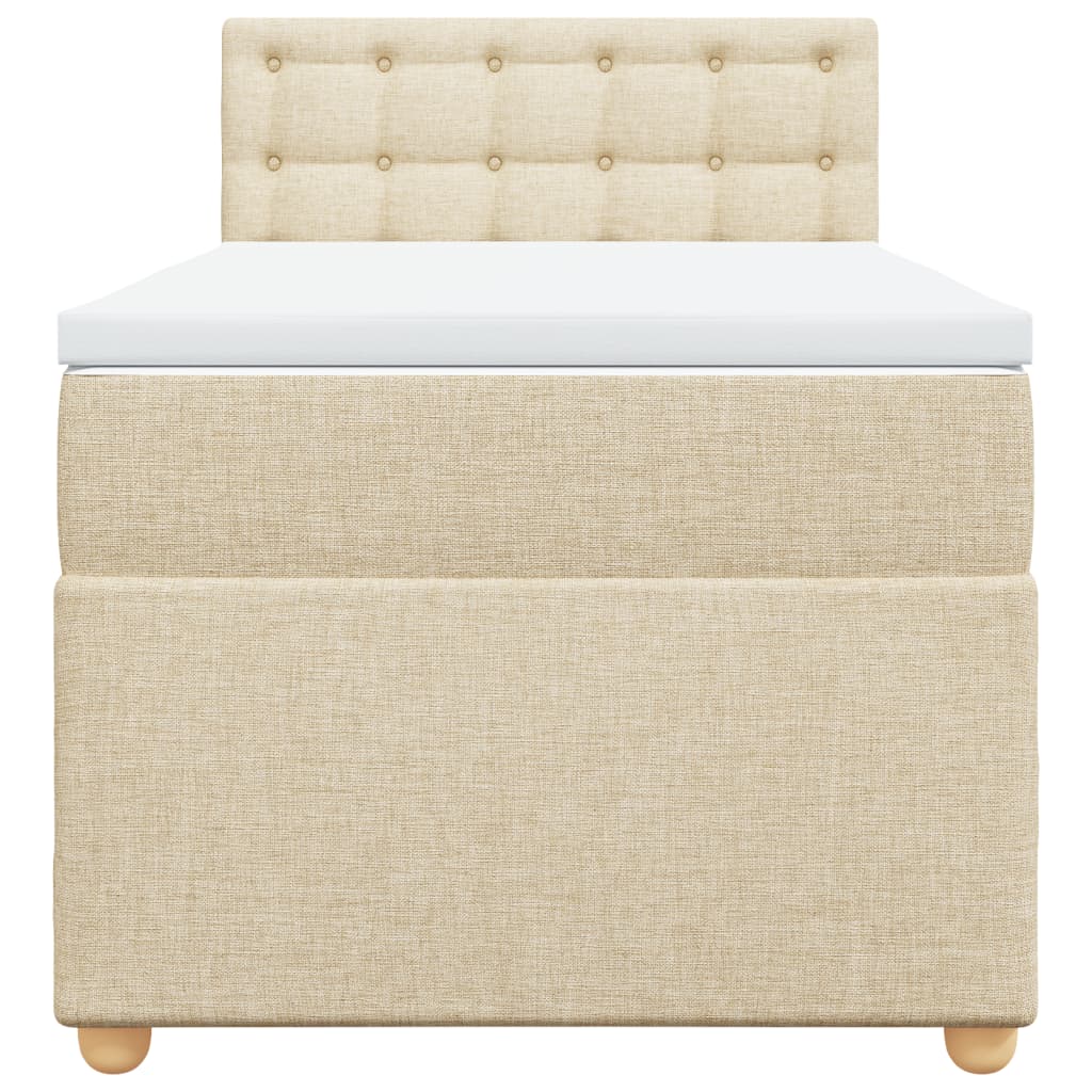 kontinentalseng med madras 90x190 cm stof cremefarvet