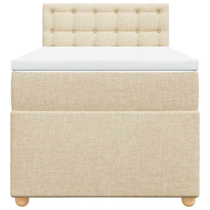 kontinentalseng med madras 90x190 cm stof cremefarvet