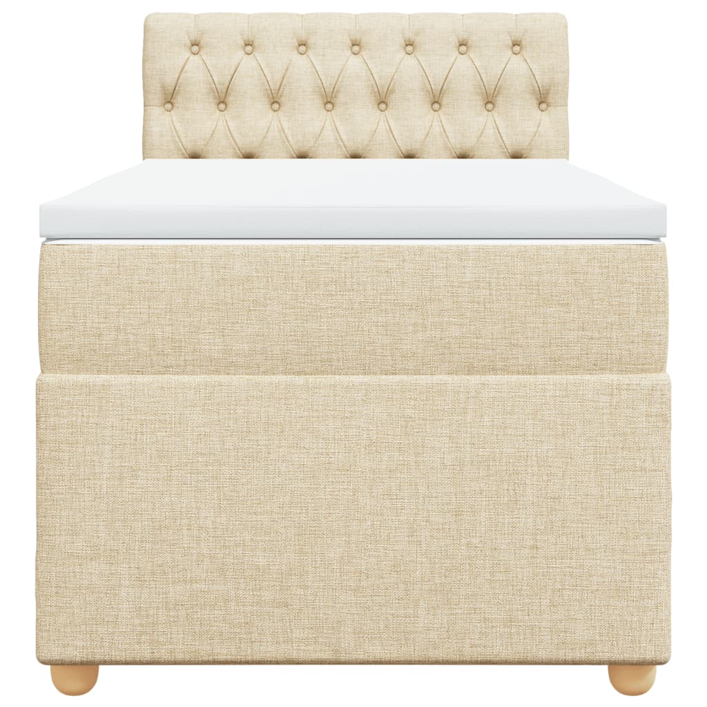 kontinentalseng med madras 90x200 cm stof cremefarvet