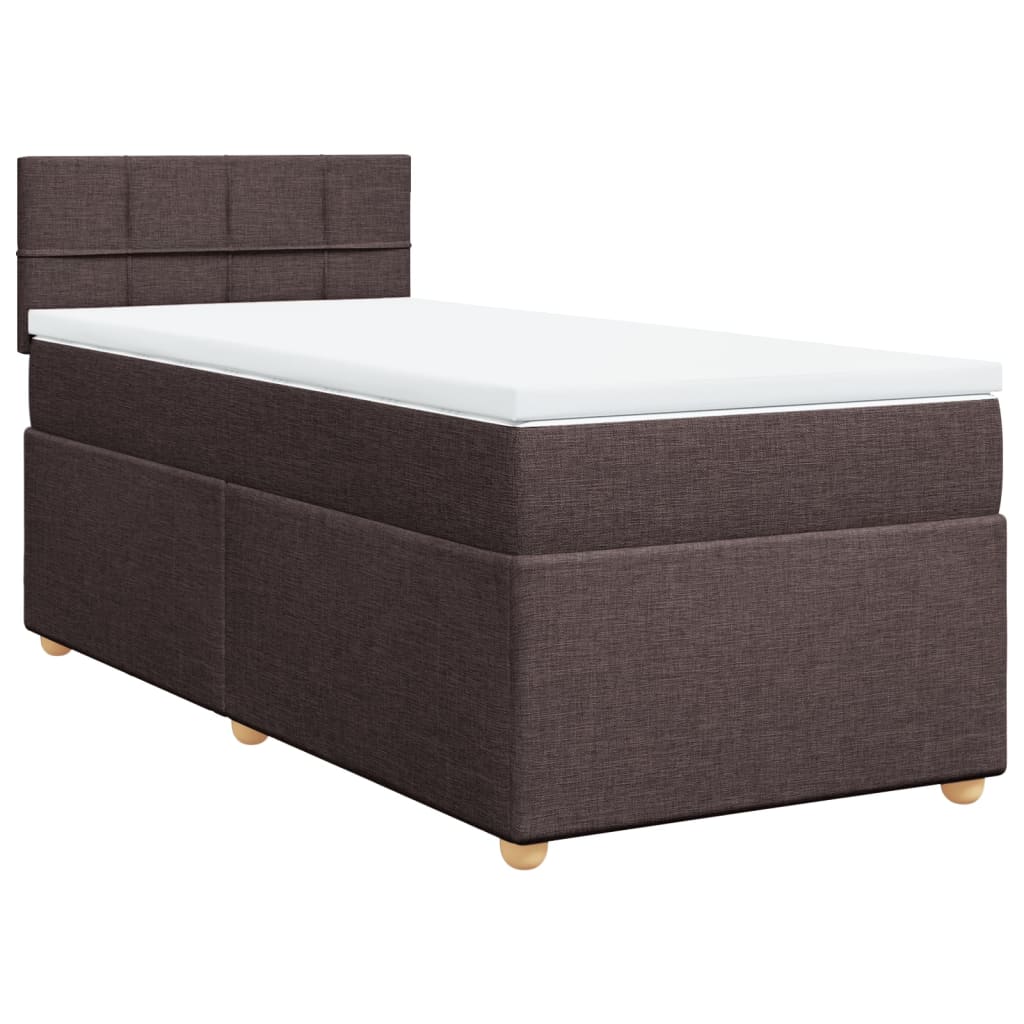 kontinentalseng med madras 100x200 cm stof mørkebrun