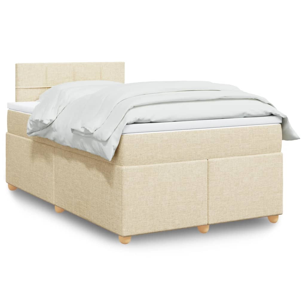 kontinentalseng med madras 120x190 cm stof cremefarvet