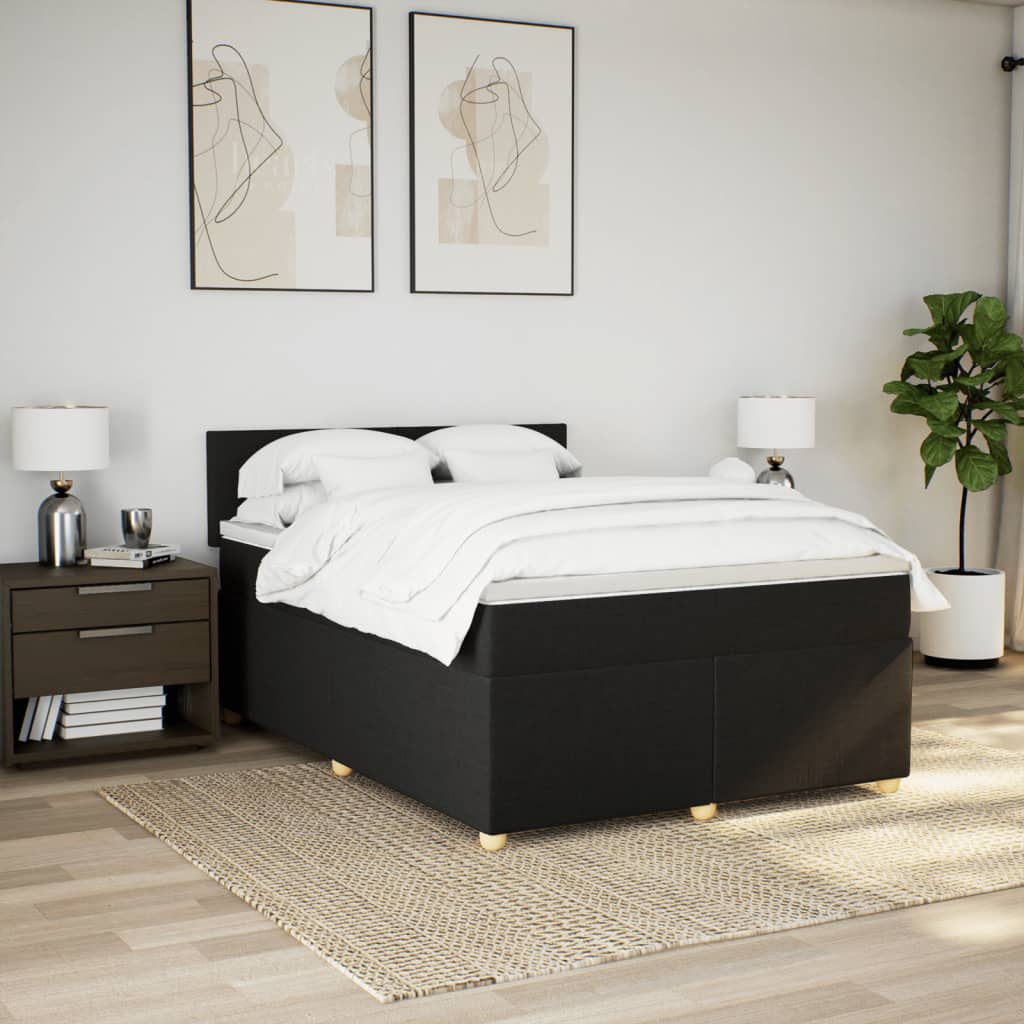 kontinentalseng med madras 140x190 cm stof sort