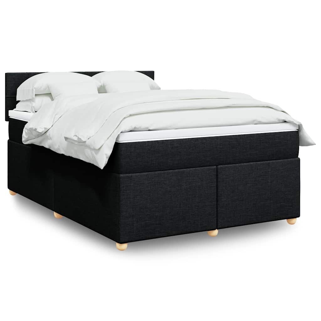 kontinentalseng med madras 140x190 cm stof sort