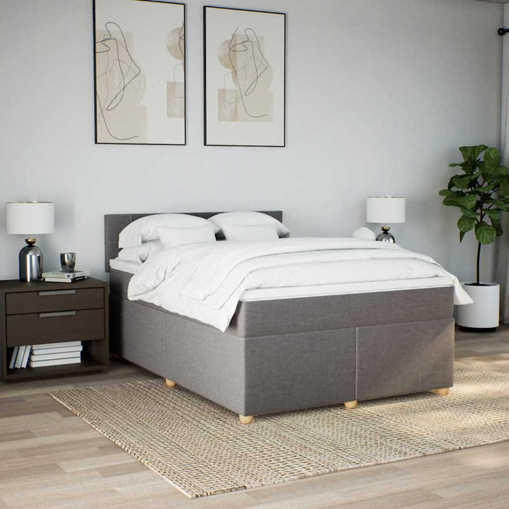 kontinentalseng med madras 140x190 cm stof gråbrun