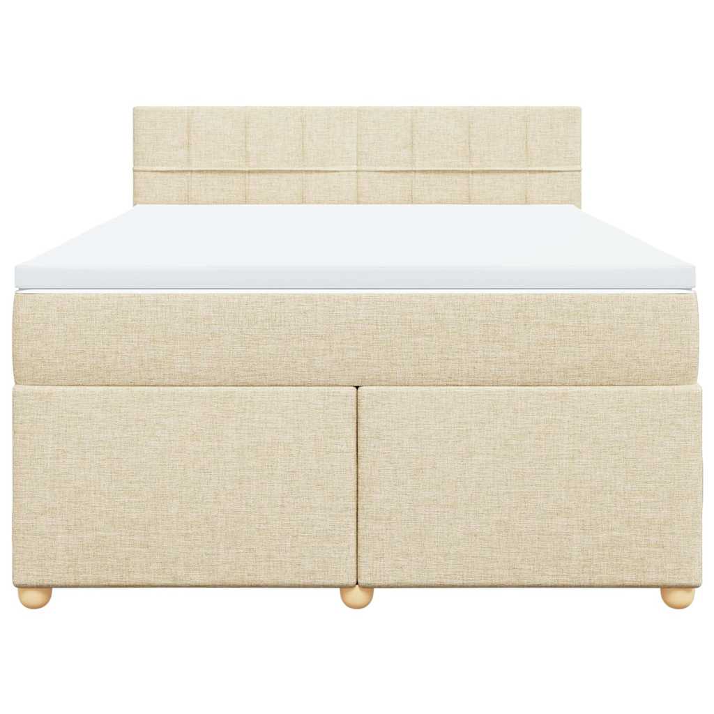 kontinentalseng med madras 140x190 cm stof cremefarvet